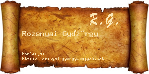 Rozsnyai György névjegykártya